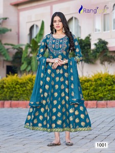 インドのDupatta女性ファッション卸売業者とZariガウンで最高品質のトレンドスラブレーヨン刺Embroidery作業