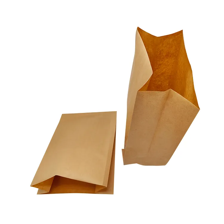 Özel tasarım Logo gres geçirmez pişirme barbekü ekmek aperatif gıda tasfiye paket ambalaj kare alt Kraft kağıt torba