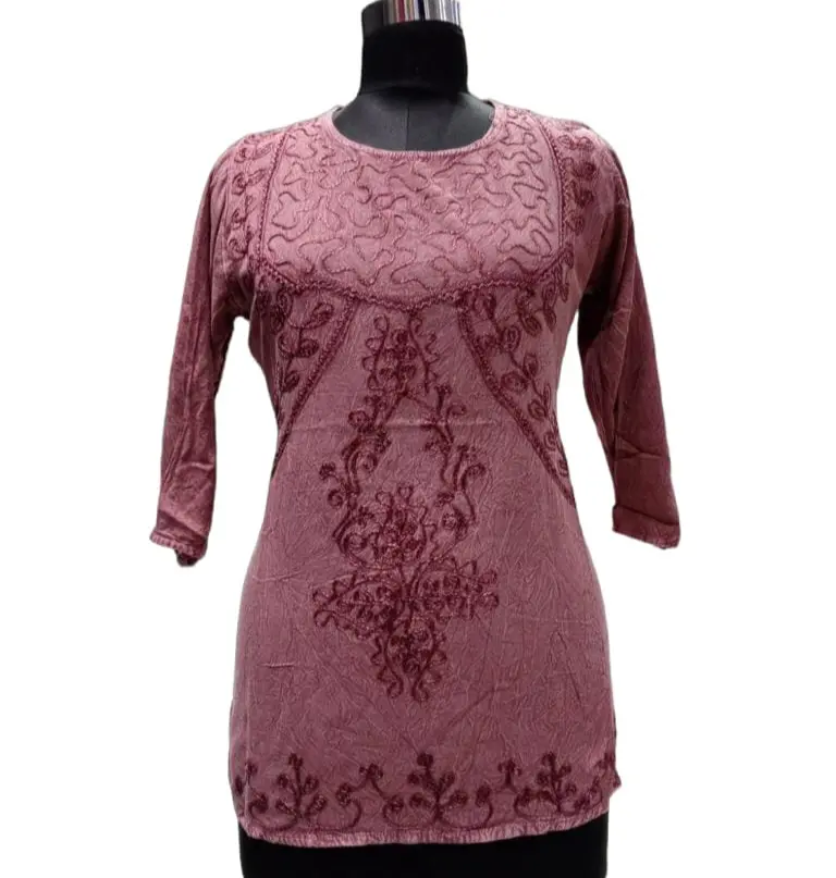 rayon fabric Embroidery work Wholesale Indian women Kurti top Muslim Women Kurtis Evening Party Wear Summer Tunics maxi dress