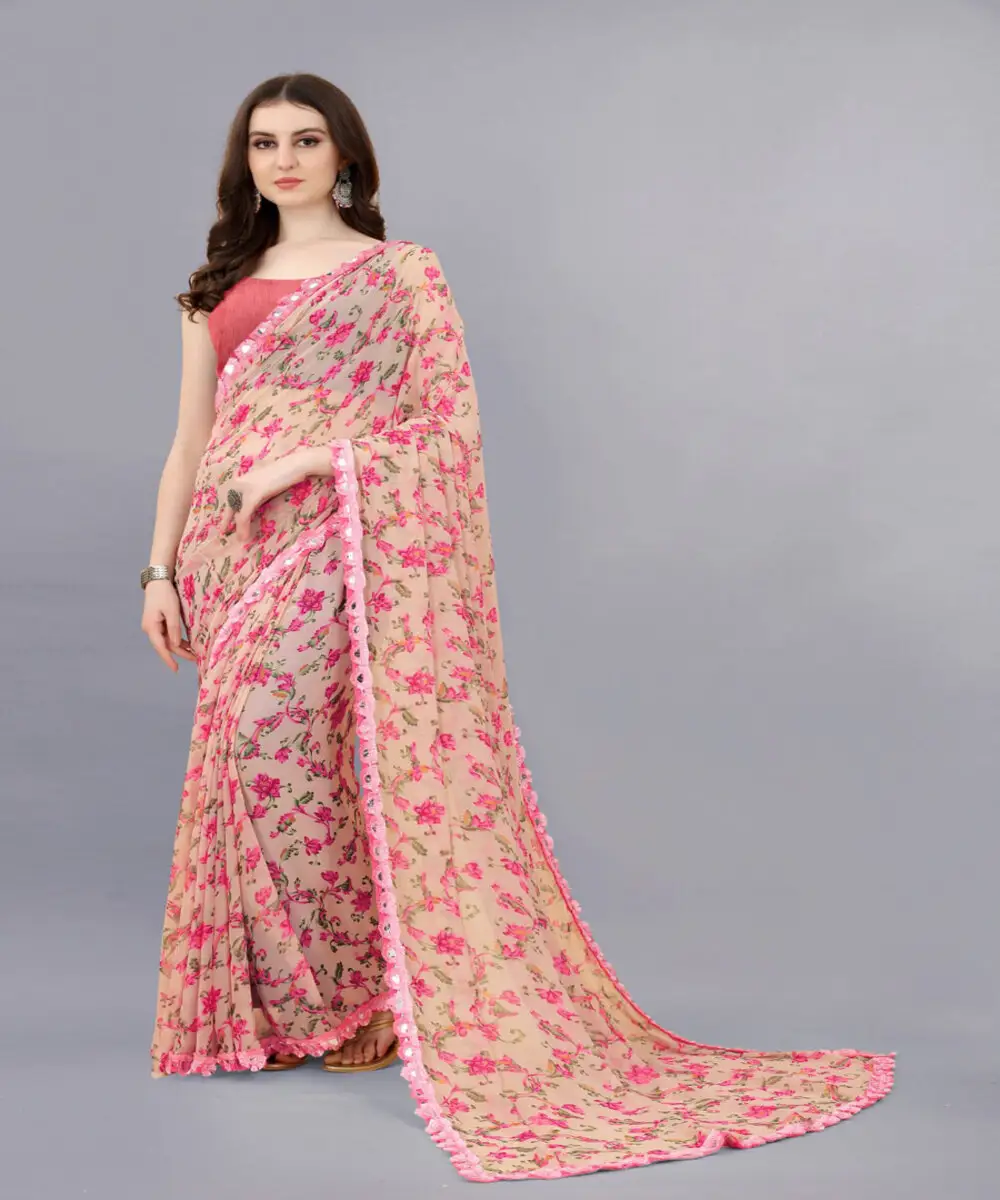 Nổi bật giữa đám đông với những chiếc Saree Ruffle in của chúng tôi, nổi bật với những chiếc ruffles vui tươi và những bản in rực rỡ thêm phần hiện đại