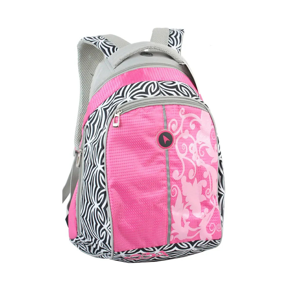Çekici tasarım pembe naylon okul çantası çocuklar için özelleştirilmiş adı baskı