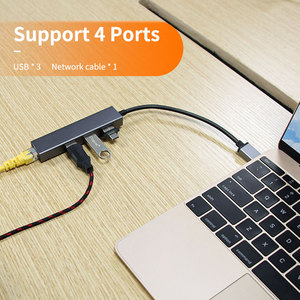 FIDECOラップトップPCコンピューターUSB-A 3.0からUSB3.0 * 34ポートイーサネットスプリッター/USB LANポートアダプターUSBハブ - Product Image 3
