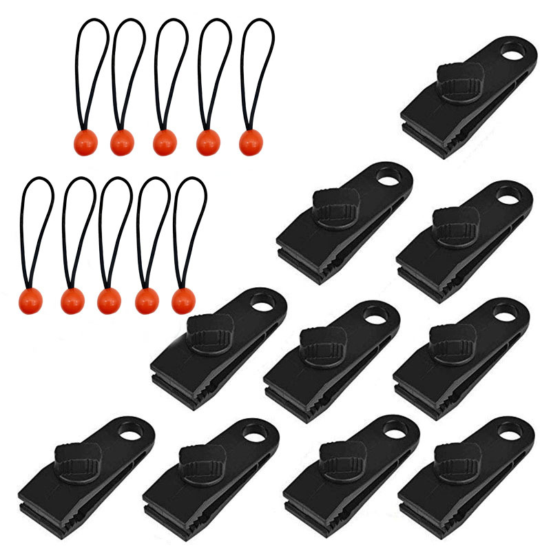 10 clips + 10 cordes noires boucles boule orange