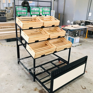 Siêu thị thiết bị cho trái cây và rau giá tốt Gondola cửa hàng giá 3 lớp với Giỏ thực phẩm tươi sống Bảng hiển thị - Product Image 2