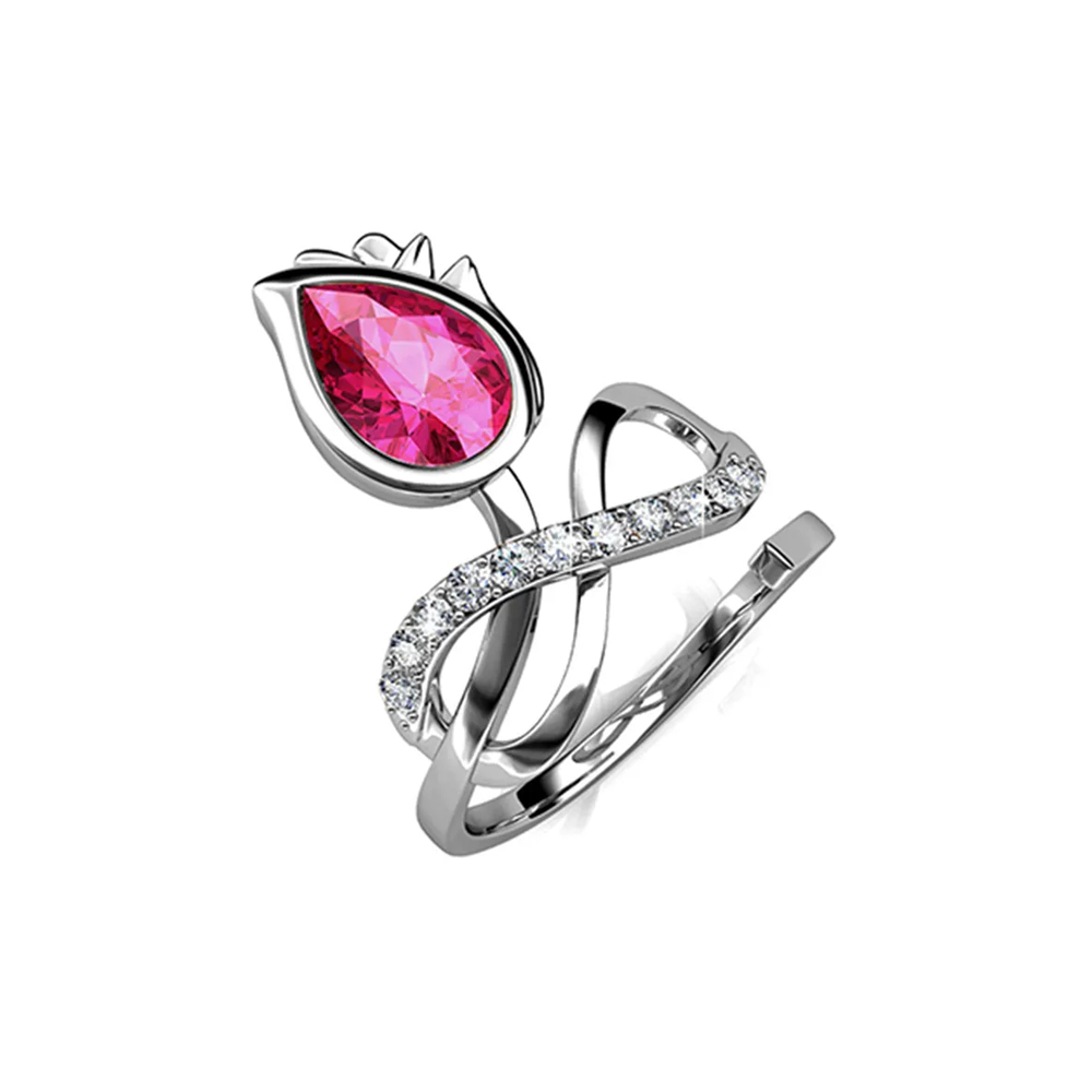 Brass with 18K white gold plated cocktail statement ring