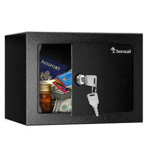 Bonsaii SF004- Bonsaii <strong>Safe</strong> <strong>Box</strong> <strong>With</strong> <strong>Key</strong> Lock, Steel Construction Money <strong>Safe</strong> <strong>Box</strong>, 0.22 Cubic Feet Small Hidden <strong>Safe</strong> <strong>Box</strong> for Home - Product Image 1