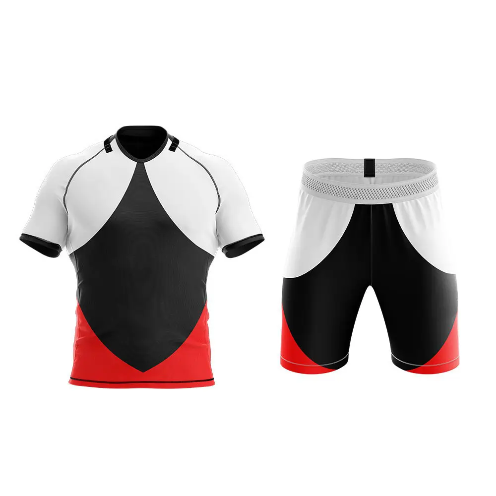 Desain kaus Rugby lengan pendek tembus udara kaus latihan seragam Rugby Kit kustom Jersey Rugby untuk pria