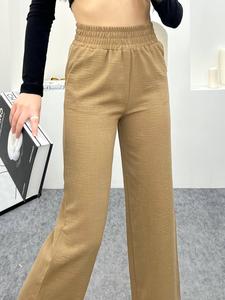 定制宽腿女裤长裤宽松裤高腰时尚休闲宽腿宫裤饼干春夏