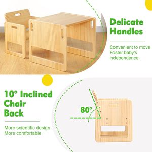 Montessori Weaning masa ve sandalye seti, yüksekliği ayarlanabilir yürümeye başlayan masa ve sandalye seti, küp çocuk masa ve sandalye - Product Image 4