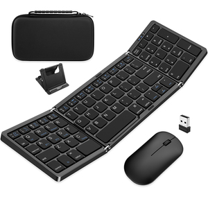 Combo de ratón y teclado plegable de 3 teclas ultradelgado de 81 teclas, recargable, 2,4G + BT, juego de ordenador inalámbrico portátil en stock - Product Image 1