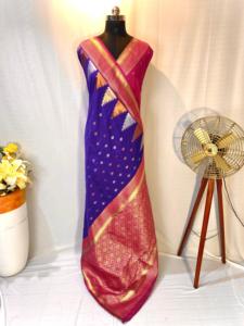 <strong>Designer</strong> Kanchipuram Sarees with a Temple Weaving Border by Tasarika - Product Image 5