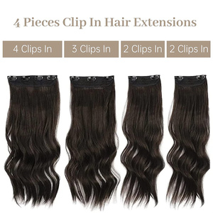 <strong>One</strong> Piece Invisible Headband Wire <strong>Human</strong> Remy Hair Clip in Extensions Loose Body Wave Silky Straight 150g Clip in Hair Extension - Product Image 2