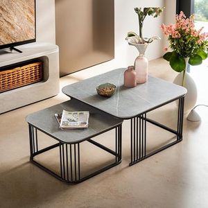 Yan yuvalama sehpaları merkezi masalar ve oturma odaları için mermer masa ile Metal çerçeve çizim odaları veya balkonlar - Product Image 6