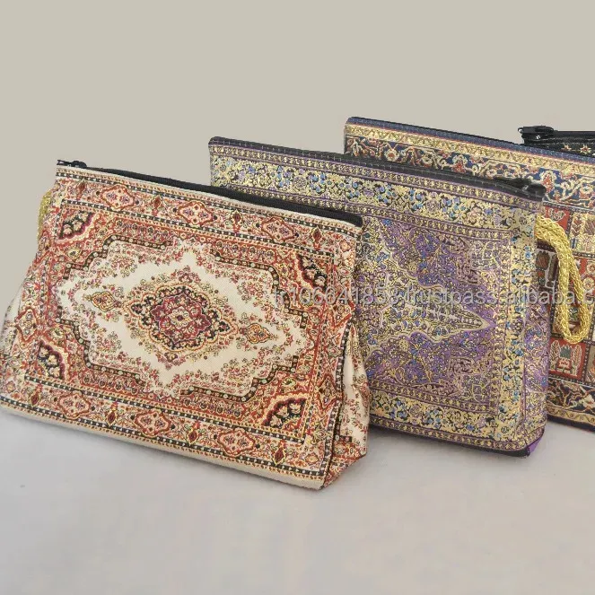 Woven Cosmetic/Make Up Bag with Woven Jacquard Fabric: Elegant beauty organizer for travel and everyday use.