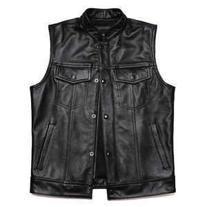 サンズオブアナーキー100% 本革ベスト男牛革オートバイバイカーベスト男性チョッキファッションノースリーブジャケット