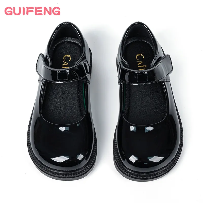 Precio de fábrica China al por mayor Niños Niña Zapatos de vestir Niños Zapato de cuero Negro Escuela Niños Zapatos