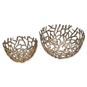 Ciotola in alluminio pressofuso in metallo con motivo a rete ruvida dal Design nordico ad alta stabilità per frutta e decorazioni - Product Image 2