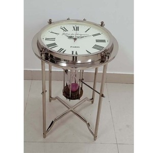 Metall Send Timer Tisch mit Uhr und Klarglas Kaffee Beistell tisch mit Uhr Unique Design Tisch uhr - Product Image 4