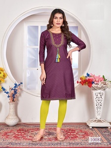 New Catalog Rayon 14kg Foil Print with Zari and Sequence and Embroidery, <strong>Dori</strong> Work Kurt I <strong>for</strong> Online <strong>Sale</strong> - Product Image 5