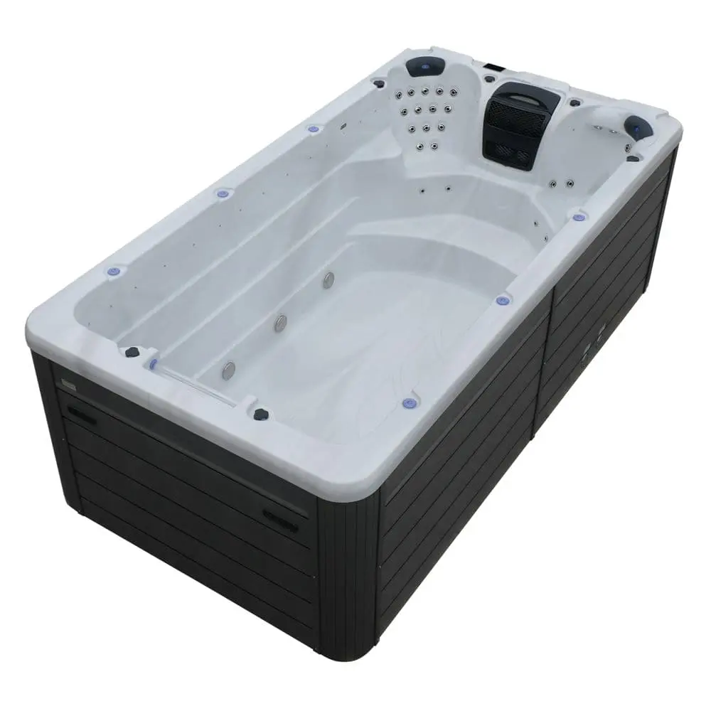 Factory price outdoor acrylic swimming endless pool 430mm whirlpool swim spa with 2 massage hot tub seats