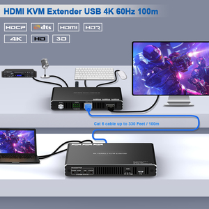 HDBaseT HDMI扩展器120m KVM红外通过接收器发射器4k60hz 1080p 60hz TX RX HDMI KVM扩展器
