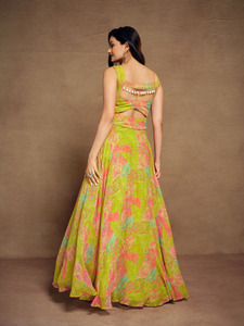 Premium Designer Long Faux Georgette Floral Printed Anarkali Gown for Girls for Weddings &amp; Parties Indian &amp; <strong>Pakistani</strong> Style - Product Image 5