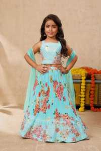 流行亮片绣有漂亮的印花儿童<span class=keywords><strong>lehenga</strong></span> <span class=keywords><strong>choli</strong></span>