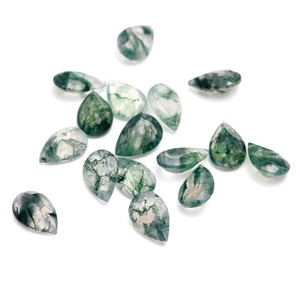 AAA sınıf doğal Moss akik taşı Faceted armut kesim kalibre boyutu yeşil takı yapımı için özelleştirilmiş taş toptan fiyat - Product Image 3