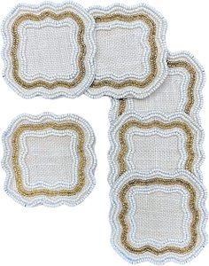 Coasters De Vidro De Frisada Branca Grandes Placemats Quadrados Padrão Set Mesa De Casamento Acessórios De Mesa De Jantar Prato De Casamento Place Mat
