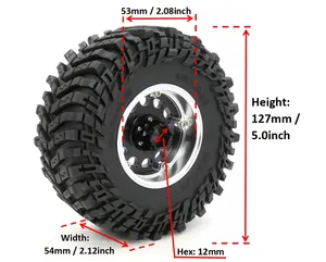 2x RC 2.2タイヤ高さ127mm & 2.2ビードロックホイール4オフセット1/10泥クローラー用