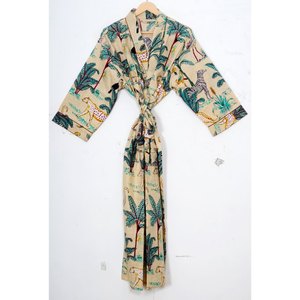 Kadın çiçek baskılı Bikini kapak hint tarzı yumuşak pamuk <span class=keywords><strong>Pam</strong></span> ağacı Kimono elbise seksi kıyafeti/kıyafeti pijama vesilesiyle