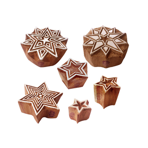 织物印刷邮票设计师星形圆形木块 (6件套) - Product Image 1