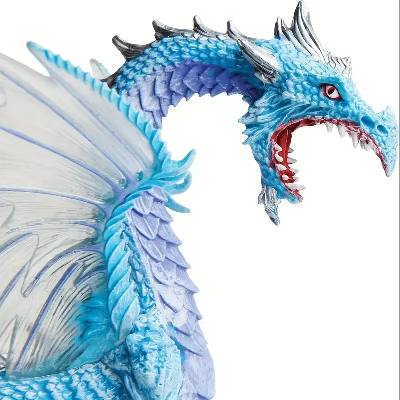 The lifelike blue dragon statue is made of durable plastic with delicate details perfect for holiday gifts for children