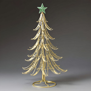 Gold Metal Wire Christmas <strong>Tree</strong> Set of 2 Modern Tabletop Holiday Decor with Green Star Toppers, Led Lighting Festive Display <strong>Tree</strong> - Product Image 3