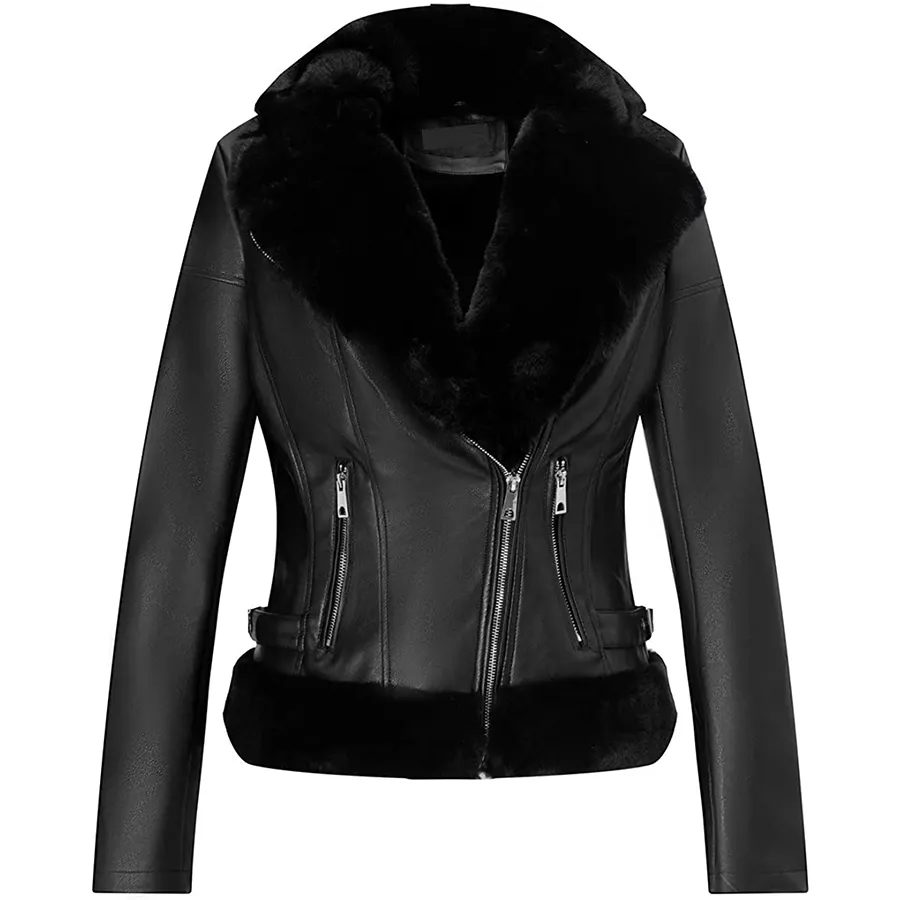 Vente en gros de veste en cuir pour dames-blouson court style bombardier mode printemps véritable et faux faux cuir veste de moto pour femmes