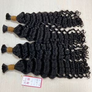 卸売ディープバルク横糸なし100% ベトナムバージンヘア未処理バージンフルキューティクル整列ダブルドローエクステンション