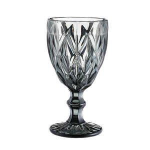 Vintage kristal cam kadeh/şarap bardağı, renkli cam kadeh, parti için Vintage desen kabartmalı yüksek temizle cam kadehler - Product Image 4