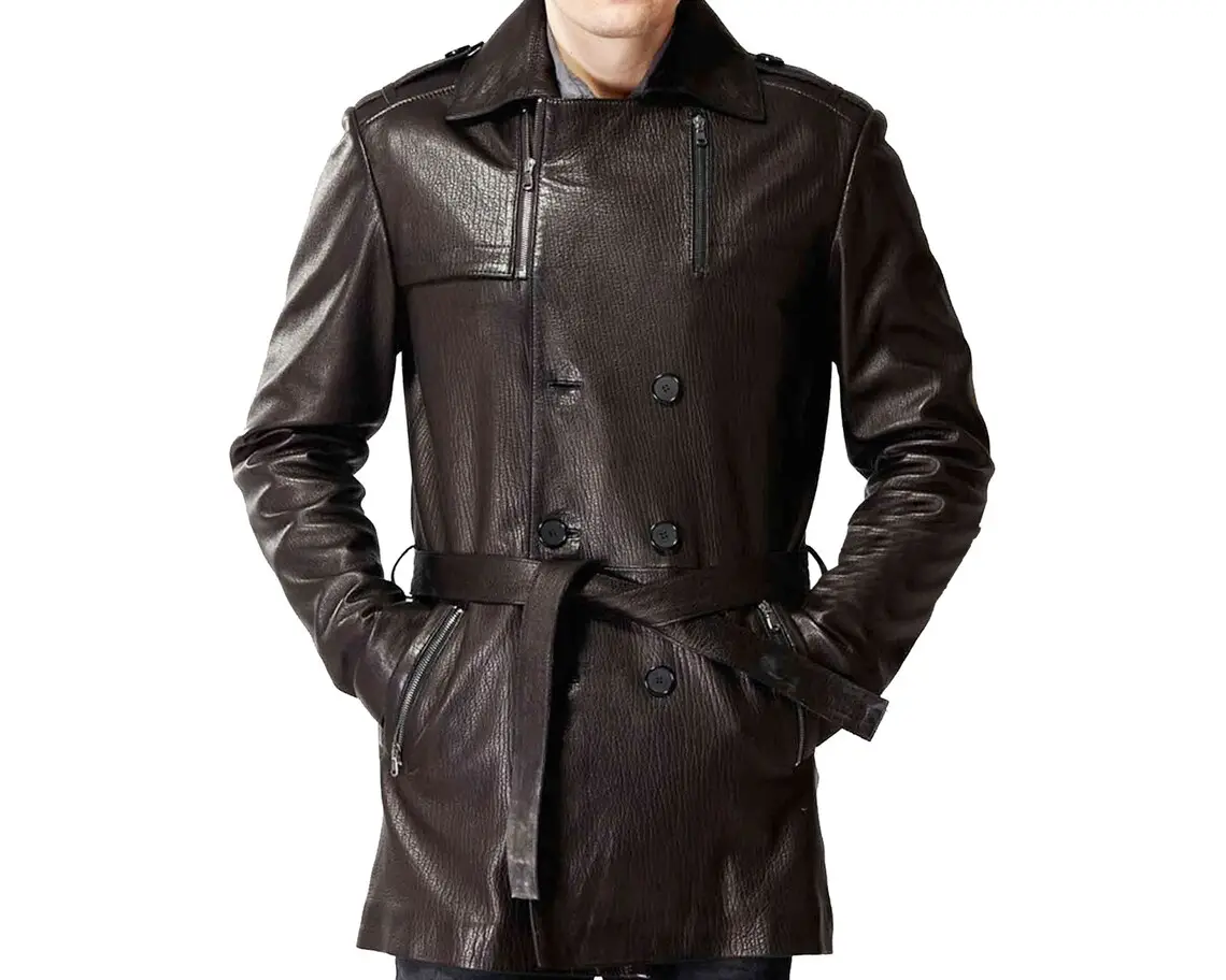 Натуральная винтажная кожаная коричневая куртка Классическая Повседневная и официальная Мода для мужчин