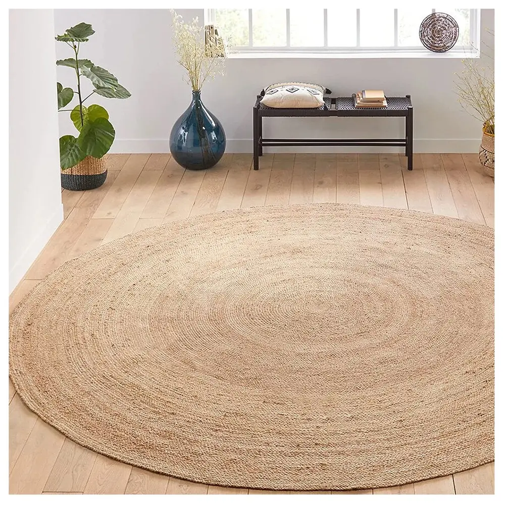 Minh Khang Vietnam Handmade Natural Color Jute Woven Oriental Style Mats Oval Shape Wholesale Bags Cushions/Rugs/Mats Hotel Use