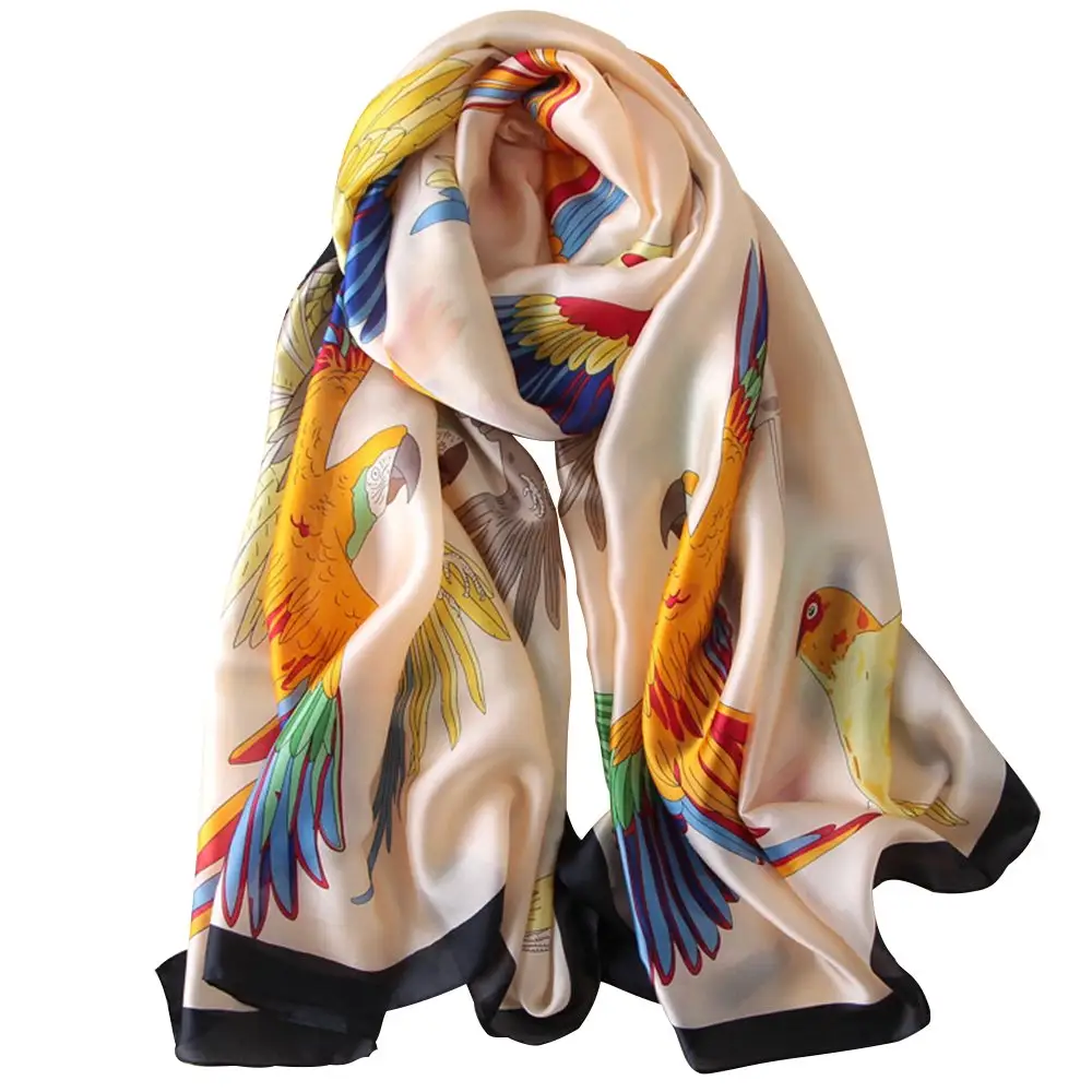 Bufandas de tela con logotipo personalizado para mujer, bufanda de alta calidad multicolor con hermoso estampado, a precio de venta al por mayor