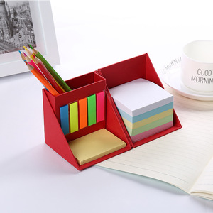 Caja de papel cuadrada plegable de oficina promocional 2024, Bloc de notas, notas adhesivas con portalápices - Product Image 1