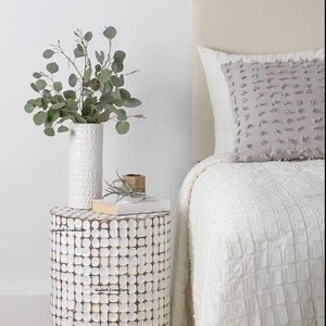 Giọng whitewashed Vòng cuối bảng làm bằng vỏ dừa thật thủ công bảng phụ cho phòng khách, phòng ngủ, trang trí nội thất - Product Image 2