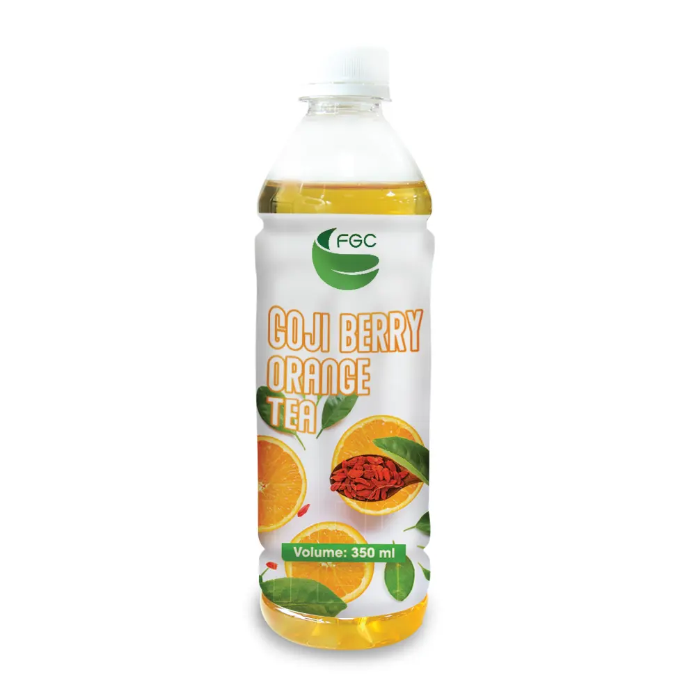 베트남 제품 아이스 티 편리한 과일 차 330 ml 캔 플라스틱 병 포장 구기 베리 오렌지 차 포장 디자인