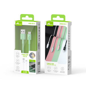 High Quality 3A 2M USB Type-<strong>C</strong> Cable Tipo-<strong>C</strong> for Android IOS Mobile Phones Scanners Power Banks Charging Data Green-HCB-03-<strong>C</strong> - Product Image 1