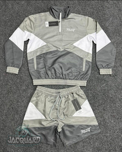 OEM Men <strong>Sets</strong> <strong>Two</strong> Piece Custom Windbreaker Shorts and Jacket Half Zip Nylon <strong>Two</strong> Piece Windbreaker Short <strong>Set</strong> - Product Image 4