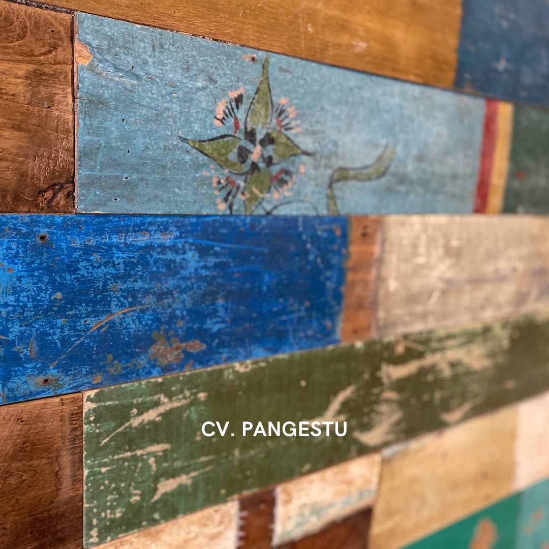 Mixed vintage painted colors (blue turquoise green yellow brown beige)