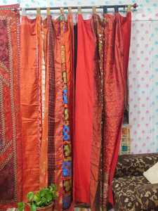 Vintage Boho ipek Patchwork perdeler oturma odası ve yatak odası için eski ipek Sari kapı panelleri ile pencere gölgeliği fonksiyonu - Product Image 2