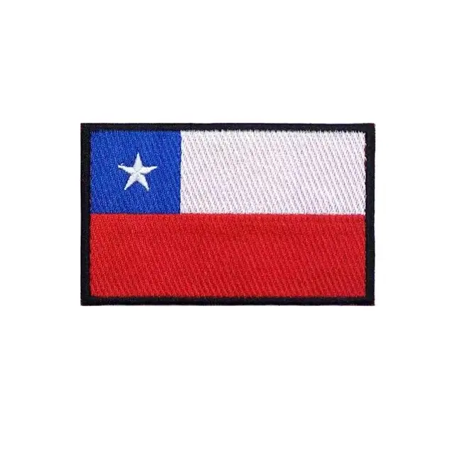 Bandera de Chile bordado emblema nacional hierro en coser parche, parche bordado de bandera de Chile