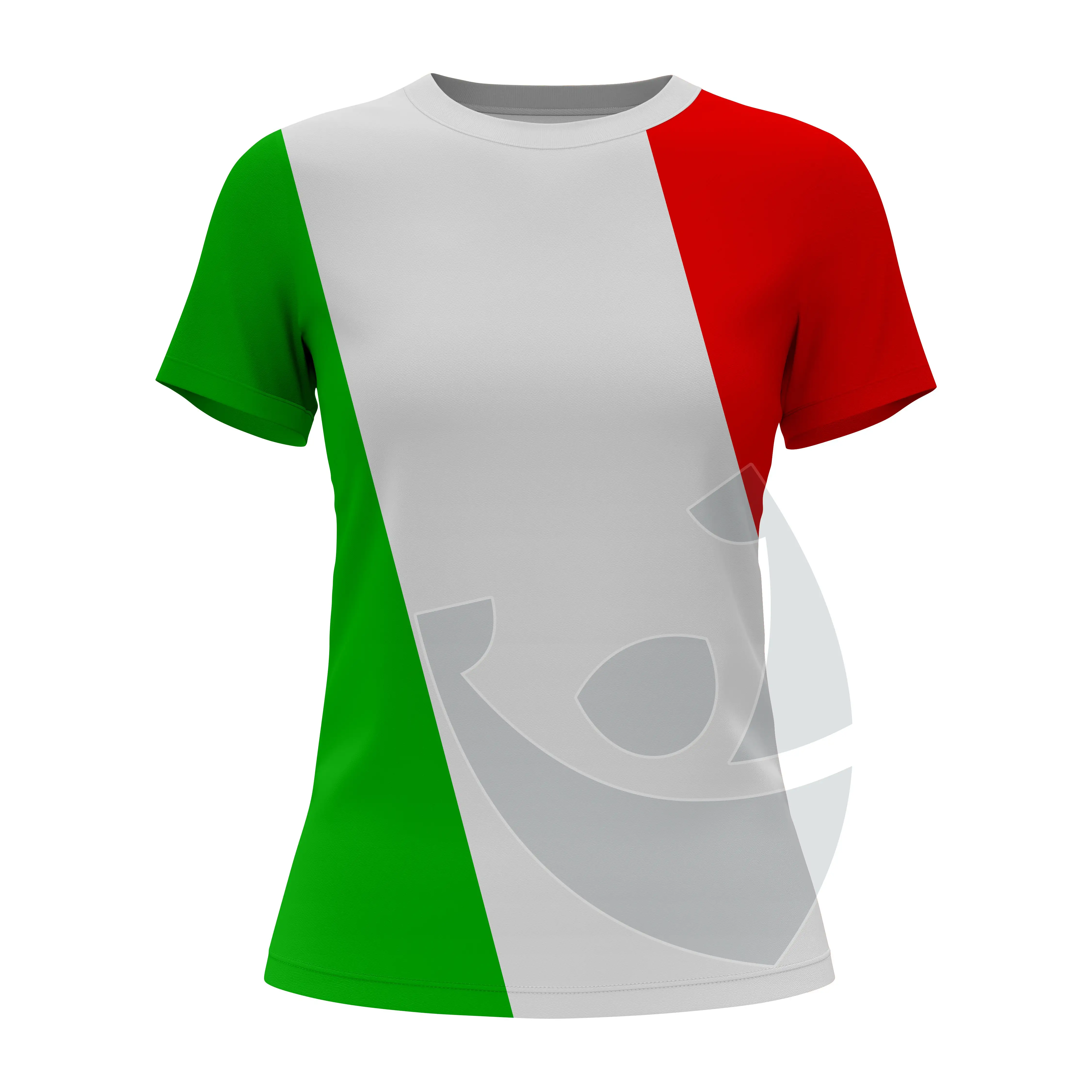 Женская футболка с круглым вырезом и флагом, итальянская 2024, оптовая продажа, Высококачественная дышащая 100% хлопковая трикотажная футболка с принтом на заказ, официальные футболки
