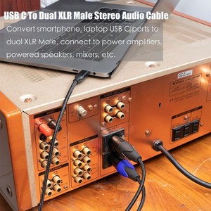 Cable de audio macho USB C a doble XLR Salida estéreo de alta fidelidad para mezclador, amplificador, altavoces activos de 1 metro a 10 metros - Product Image 5